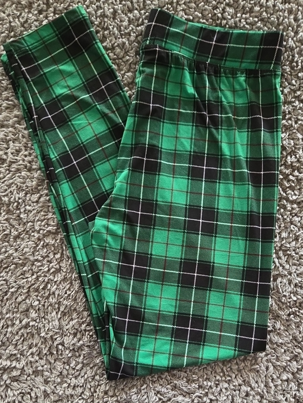 Green Plaid Women's Leggings - Size L